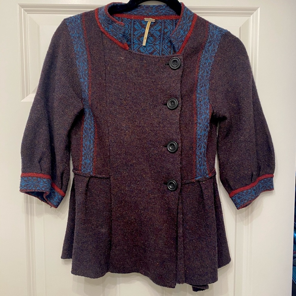 Free people wool button-up sweater. Size XS!